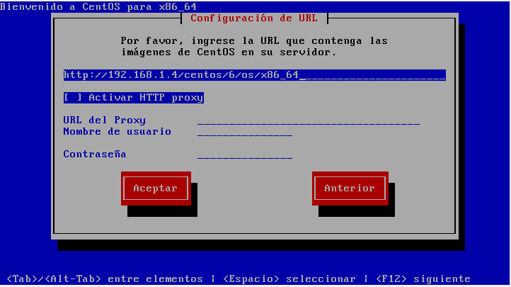 Configuracion URL Centos NetInstall